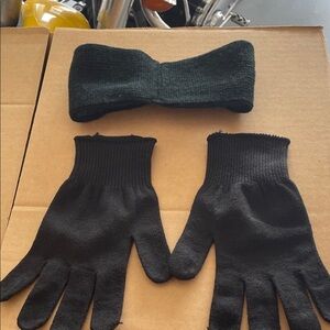 Black Winter Gloves and Headband Set